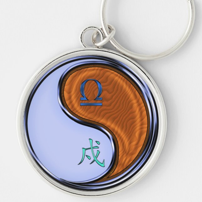 Libra & Wood Dog Keychain (Front)