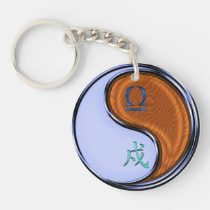 Libra & Wood Dog Keychain