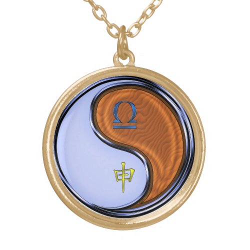 Libra Wood Monkey Gold Plated Necklace