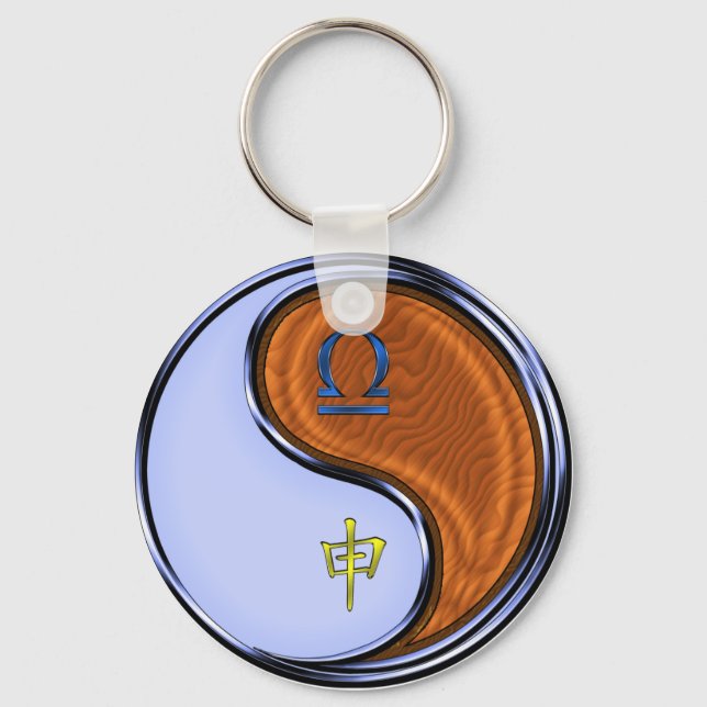 Libra & Wood Monkey Keychain (Front)