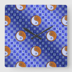 Libra & Wood Ox Square Wall Clock