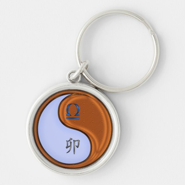 Libra & Wood Rabbit Keychain (Front)