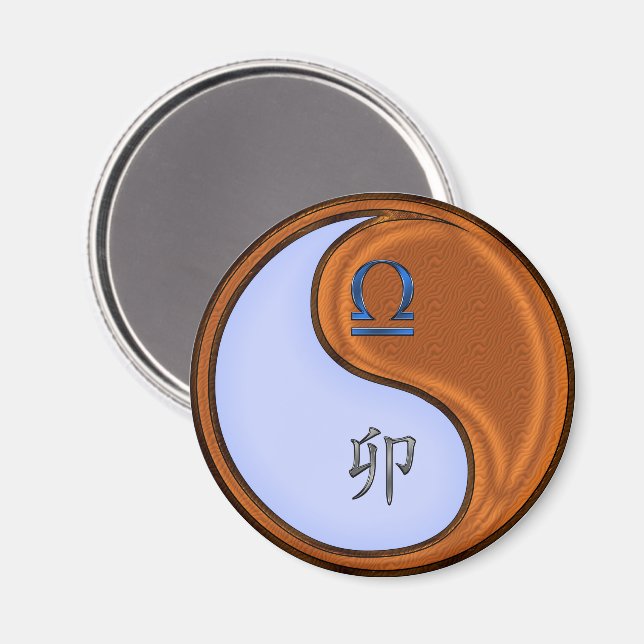 Libra & Wood Rabbit Magnet (Front/Back)