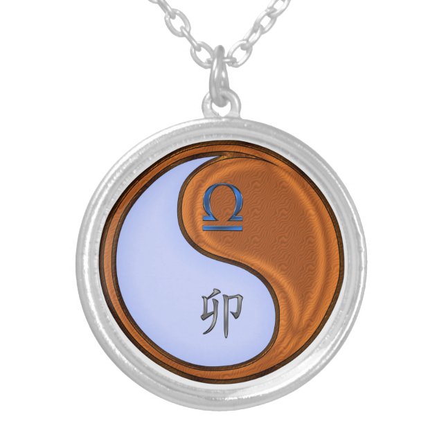 Libra & Wood Rabbit Silver Plated Necklace (Front)