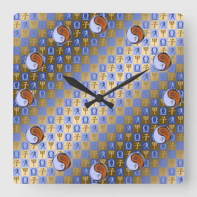 Libra & Wood Rat Square Wall Clock (Front)