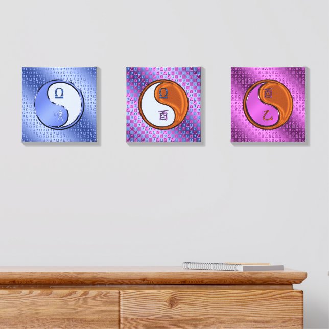 Libra & Wood Rooster Canvas Photo Tile (Dresser)