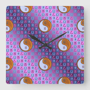 Libra & Wood Rooster Square Wall Clock