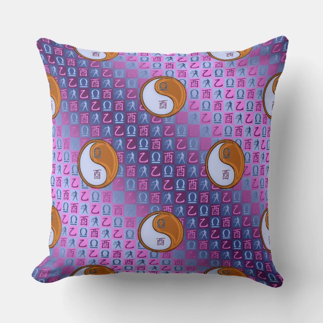 Libra & Wood Rooster Throw Pillow (Front)