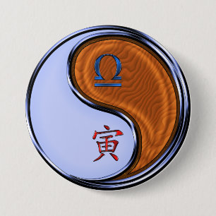 Libra & Wood Tiger Button