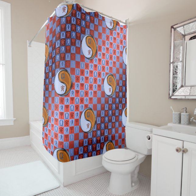 Libra & Wood Tiger Shower Curtain (In Situ)