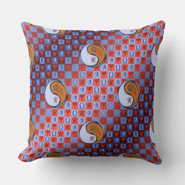 Libra & Wood Tiger Throw Pillow (Front)