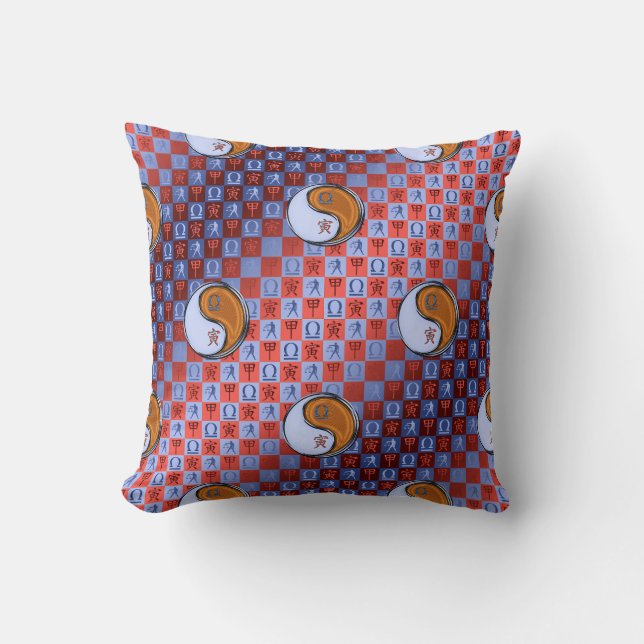 Libra & Wood Tiger Throw Pillow (Front)