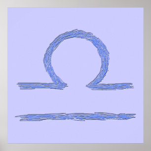 Libra. Zodiac Astrological Sign. Blue. Poster