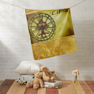 Libra Zodiac Astrology gold foil texture design Baby Blanket