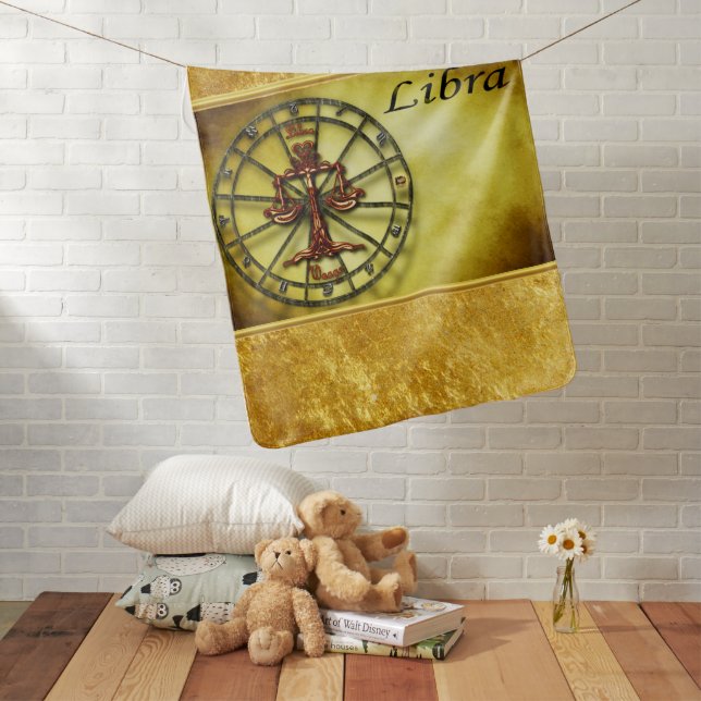 Libra Zodiac Astrology gold foil texture design Baby Blanket (In Situ)