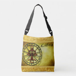 Libra Zodiac Astrology gold foil texture design Crossbody Bag