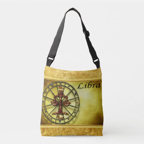 Libra Zodiac Astrology gold foil texture design Crossbody Bag