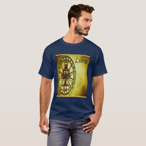 Libra Zodiac Astrology gold foil texture design T_Shirt