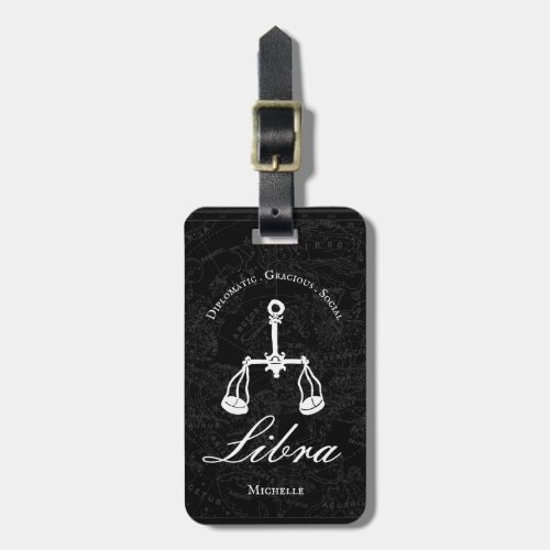  Libra Zodiac Astrology Personality Black Custom Luggage Tag