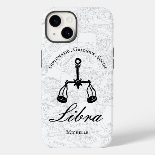 Libra Zodiac Astrology Personality White Custom Case_Mate iPhone 14 Case