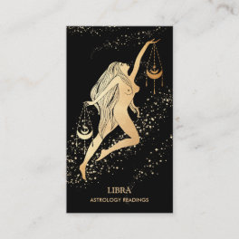 *~* LIBRA Zodiac Astrology Reading Gold Black Business Card