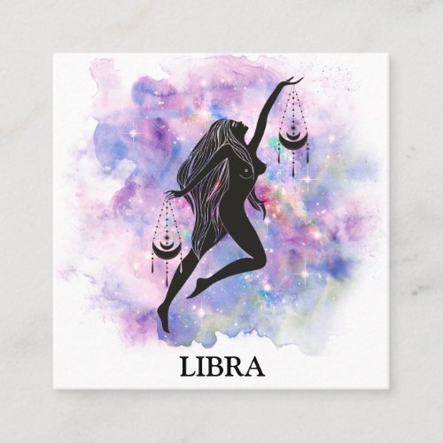  LIBRA Zodiac Astrology Readings Pink Blue Square Business Card