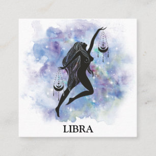 *~* LIBRA Zodiac Astrology Readings Rainbow Cosmic Square Business Card