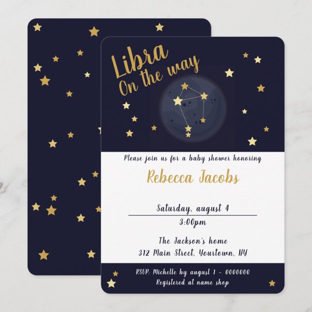 Libra zodiac Baby Shower Invitation (Front/Back)