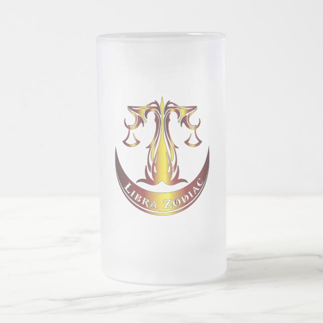 Libra Zodiac Beer Glass Frosted Glass Beer Mug (Center)