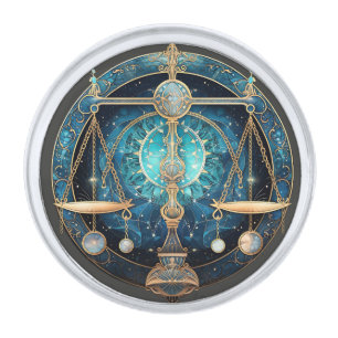Libra Zodiac Birth Sign Astrology Silver Finish Lapel Pin
