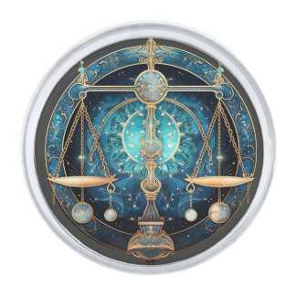 Libra Zodiac Birth Sign Astrology Silver Finish Lapel Pin