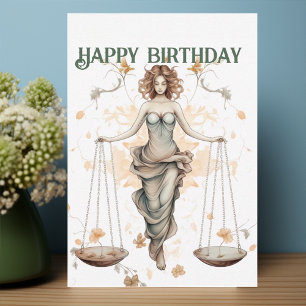Libra zodiac birthday card