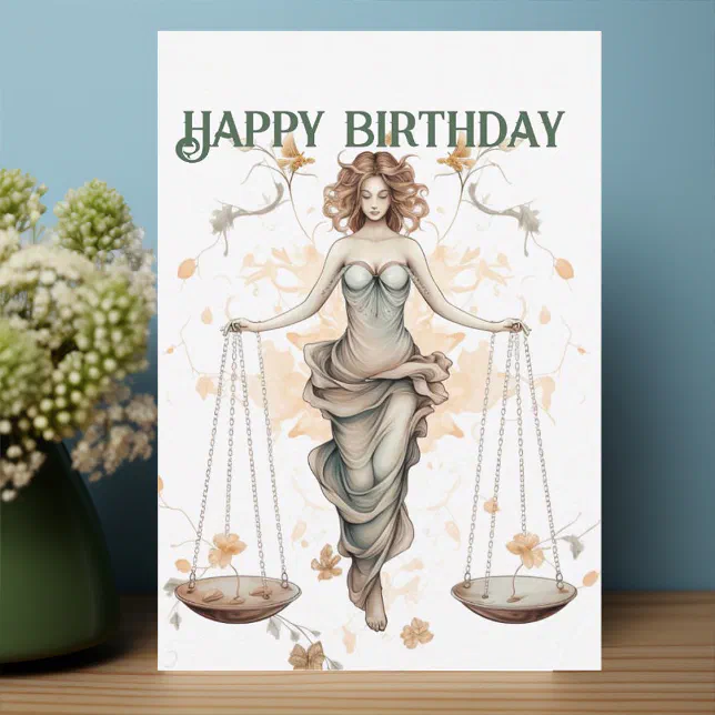 Libra zodiac birthday card
