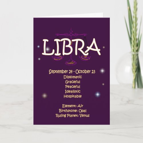 Libra Zodiac Birthday Card