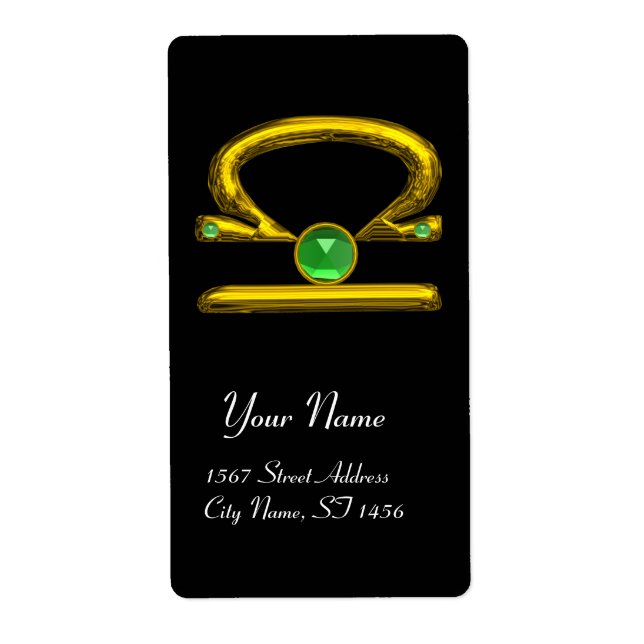 LIBRA ZODIAC BIRTHDAY Green Emerald Gold Label (Front)