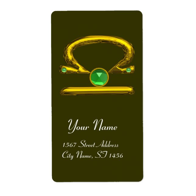 LIBRA ZODIAC BIRTHDAY Green Emerald Gold Label (Front)