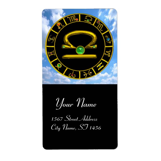 LIBRA ZODIAC BIRTHDAY JEWEL  Green Emerald Gold Label (Front)