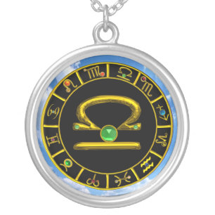 LIBRA ZODIAC BIRTHDAY JEWEL GREEN EMERALD Gold Silver Plated Necklace