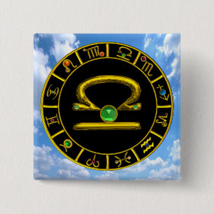 LIBRA / ZODIAC BIRTHDAY SIGNS PINBACK BUTTON