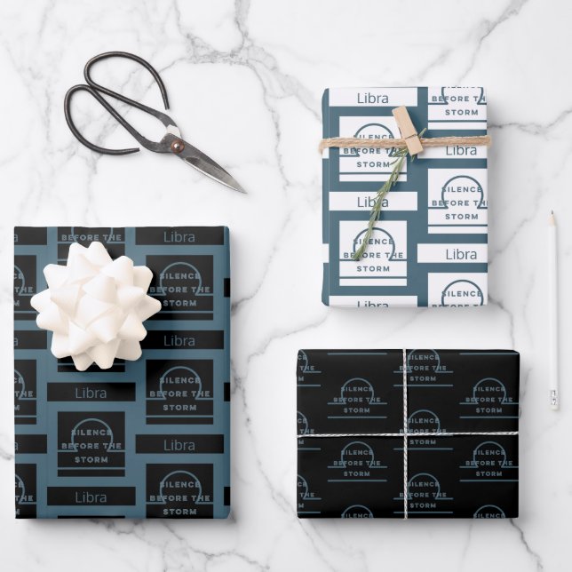 Libra Zodiac Birthday Wrapping Paper Sheets (Front)