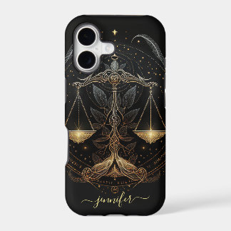 Libra zodiac black and gold Case-Mate iPhone case