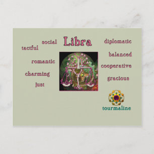 Libra zodiac characteristics postcard