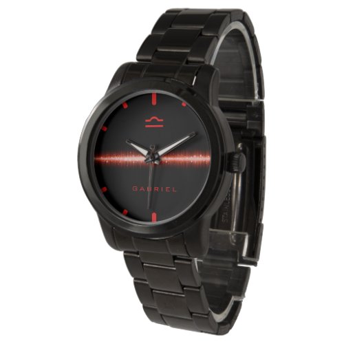 Libra Zodiac Cool Red Fire Light Line Custom Name  Watch