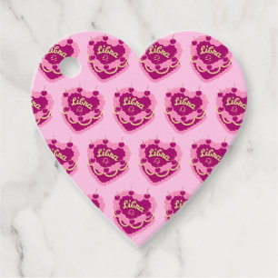 Libra Zodiac Coquette Heart Birthday Cake Favor Tags