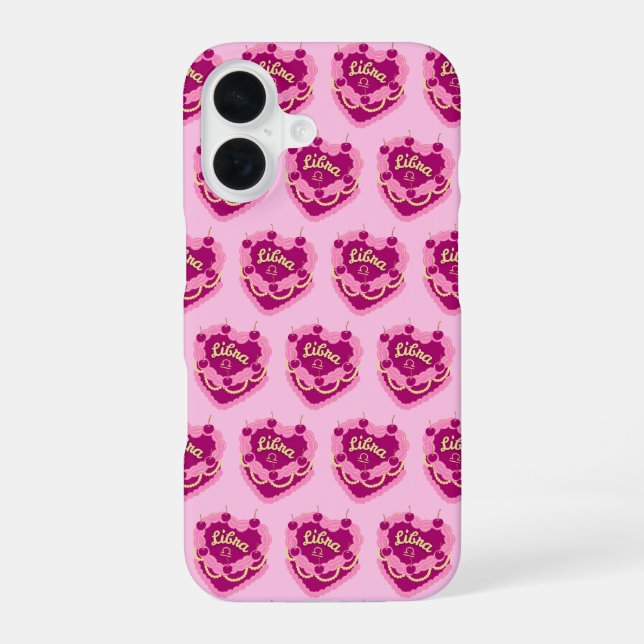 Libra Zodiac Coquette Heart Birthday Cake iPhone Case (Back)