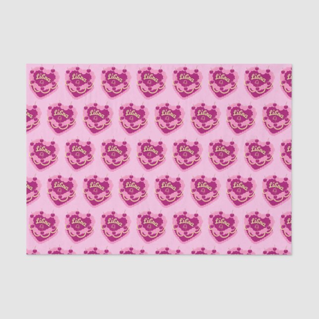 Libra Zodiac Coquette Heart Birthday Cake Tissue Paper (Front)