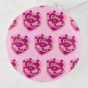 Libra Zodiac Coquette Heart Birthday Cake Trinket Tray