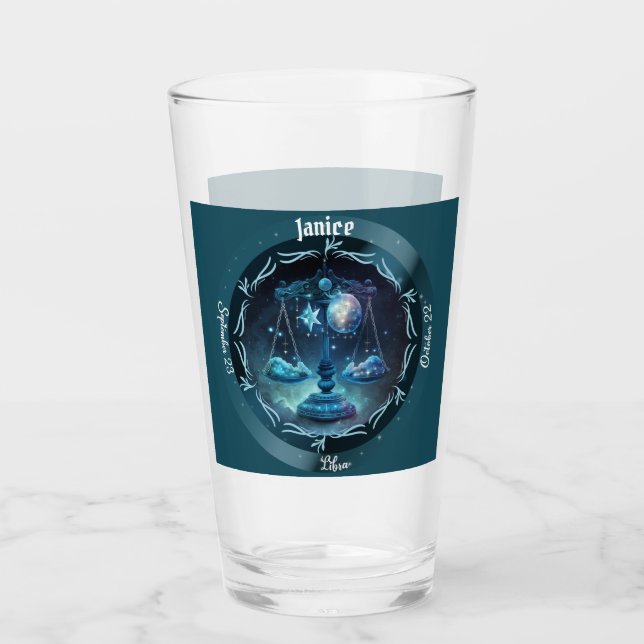 Libra Zodiac Customizable Beer Glass (Front)