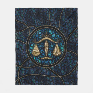 Libra Zodiac Dot Art Style Abalone Gold Fleece Blanket
