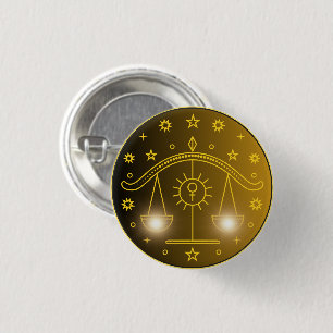 Libra Zodiac Emblem   Minimal Celestial Symbol Button